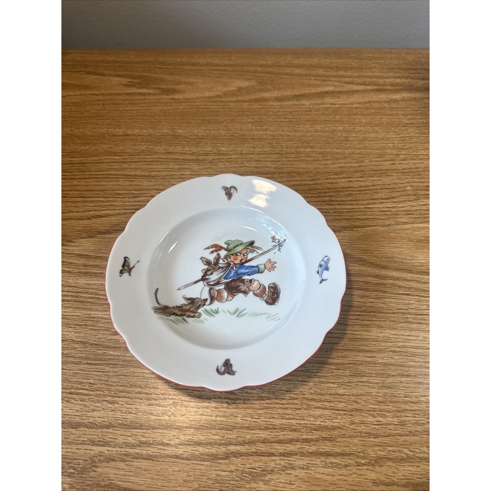 WUNSIEDER‎ Child's Bowl Little Boy with Knapsack And Dog Bavaria Germany